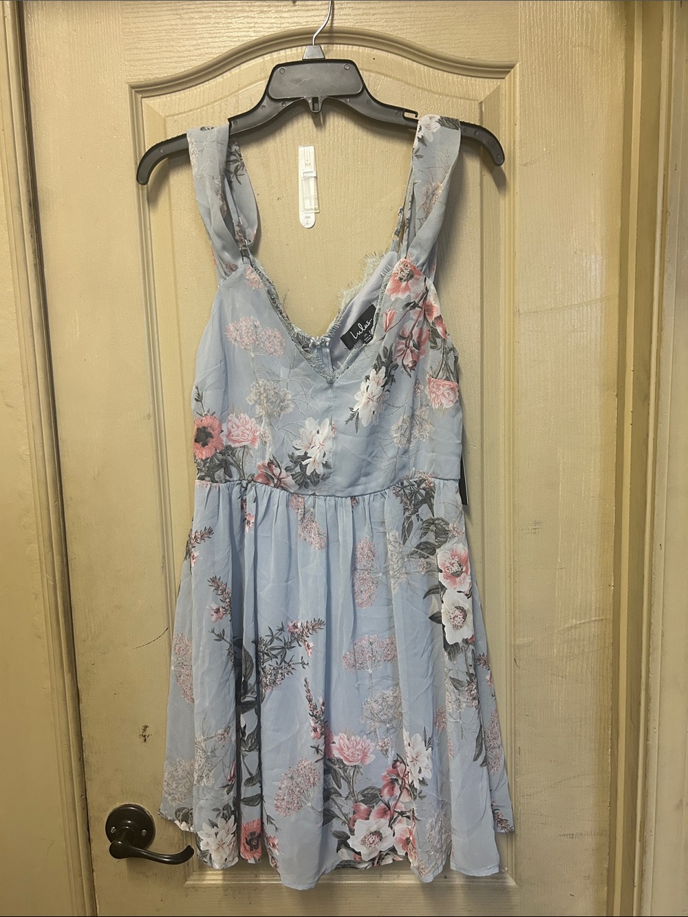 Lulu's Powder Blue Floral Sundress with Pink & White Flowers OL1DB1
